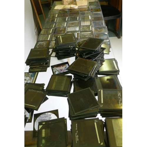 221 - Collection of magic lantern slides in copper frames by J. Moore of Birmingham, views of India, Banga... 