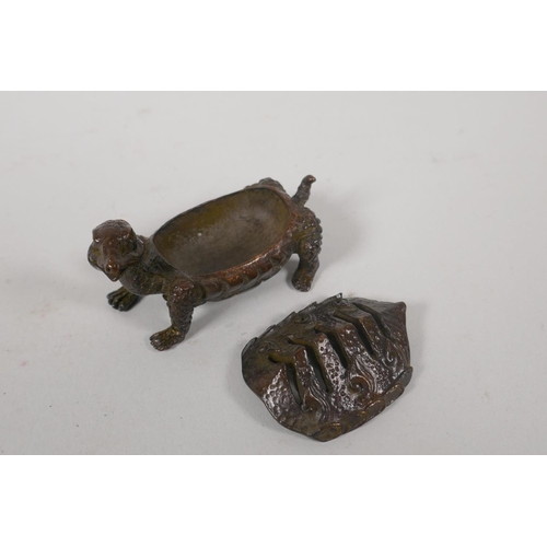 239 - An Oriental bronze censer in the form of a tortoise, marks to base, 6cm long