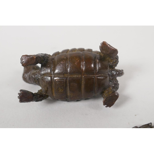 239 - An Oriental bronze censer in the form of a tortoise, marks to base, 6cm long