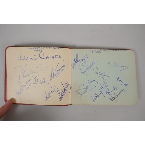 3 - Autograph book, 1950s containing cricketers, England, 1952, 4th Test against India, Trueman, Sheppar... 