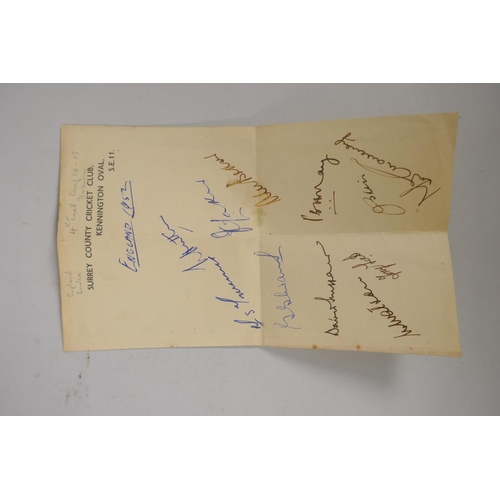 3 - Autograph book, 1950s containing cricketers, England, 1952, 4th Test against India, Trueman, Sheppar... 