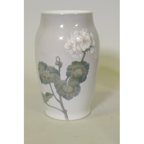 32 - A Danish Bing and Grondahl porcelain vase with floral decoration, pattern No. 8567/2, signed TN 26cm... 