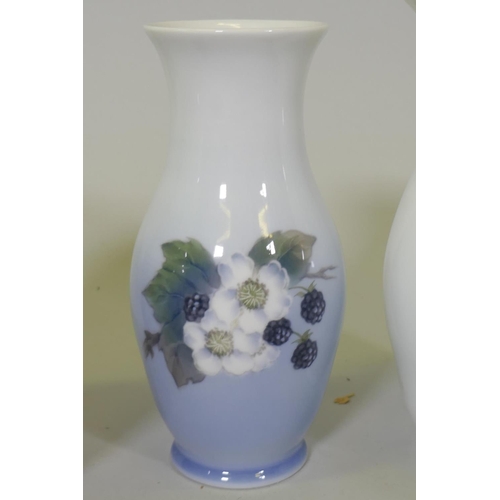 32 - A Danish Bing and Grondahl porcelain vase with floral decoration, pattern No. 8567/2, signed TN 26cm... 