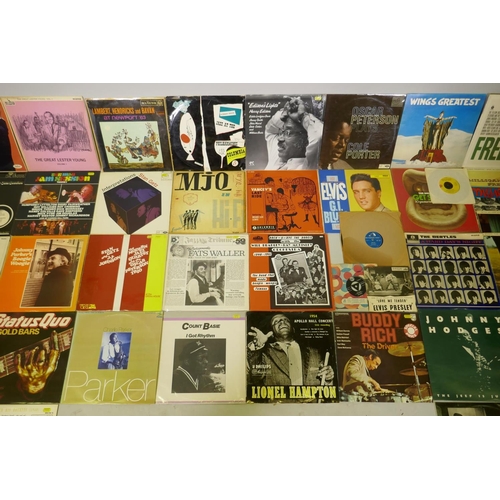 34 - A quantity of vintage and older jazz, rock, pop and classical shellac 78s, vinyl LPs and 7