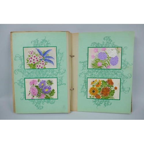 37 - Two albums of 1930s Kensitas Cigarettes silk flowers in two sizes, 5 x 7cm and 13 x 9cm