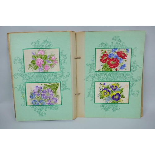 37 - Two albums of 1930s Kensitas Cigarettes silk flowers in two sizes, 5 x 7cm and 13 x 9cm