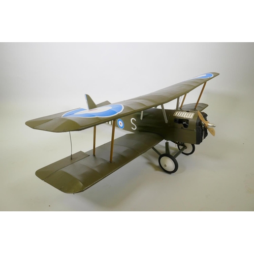 40 - A scale model bi-plane of a British Royal Flying Corps S.E. 5A fighter aircraft, F-943, lacks engine... 