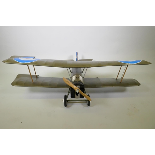 40 - A scale model bi-plane of a British Royal Flying Corps S.E. 5A fighter aircraft, F-943, lacks engine... 