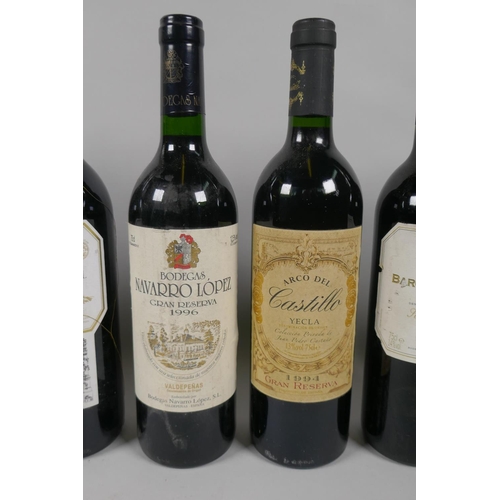 56 - Eight bottles of red wine to include a bottle of Marques de Riscal Rioja Reserva 2007, a bottle of E... 