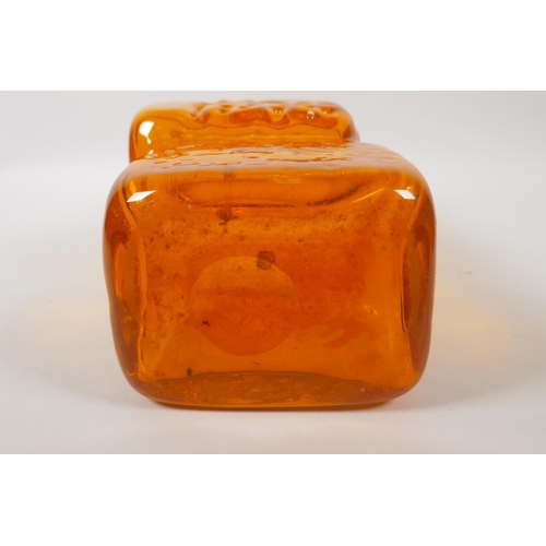 6 - A Geoffrey Baxter for Whitefriars Drunken Bricklayer tangerine glass vase, circa 1970, 33cm high