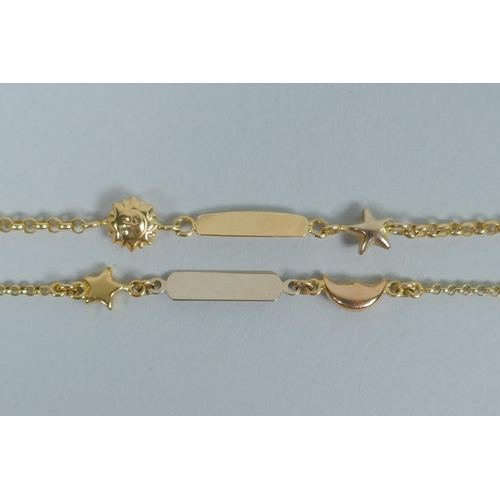 602 - Three Italian 18ct gold christening/communion bracelets and a similar 18ct gold necklace, 20.1g tota... 