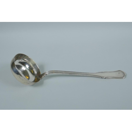 608 - A Continental 800 silver ladle, 31cm, 279g