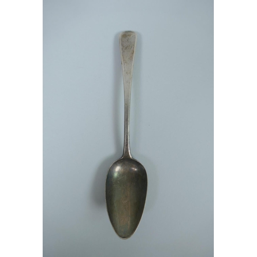 623 - A Georgian hallmarked silver spoon by Solomon Hougham, (London, 1810, 78g), a pair of Scottish silve... 