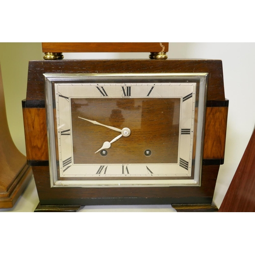 627 - A collection of early C20th mantel clocks for spares/restoration, Art Deco Benson clock, Enfield wal... 