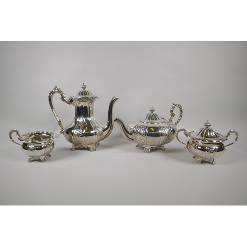 629 - A hallmarked silver four piece tea and coffee set by Frank Hawker Ltd, Birmingham, 1972/1973, 2472g ... 