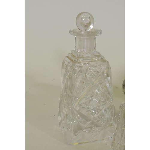 657 - An Edwardian silver mounted cut glass scent bottle, 15cm high, London 1908, J.H. Worrall Son & C... 