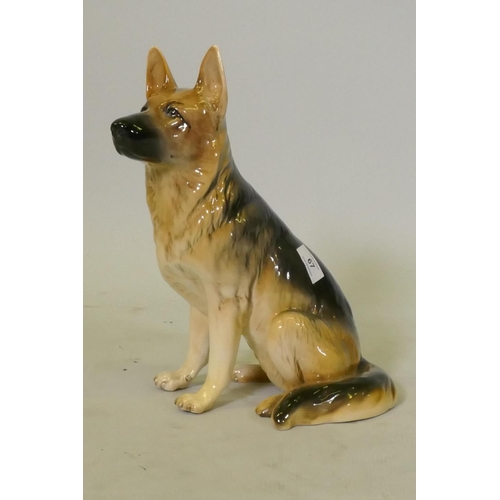 67 - A Beswick ceramic figure of a German Shepherd/Alsatian dog, No.410, 35cm high