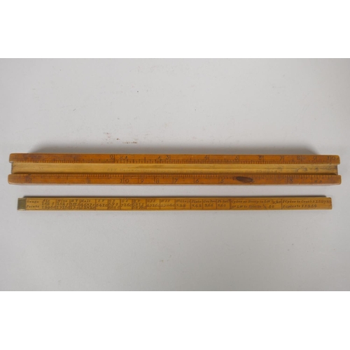 8 - An C18th Excise Officer's boxwood slide rule with four slides inscribed with weights and measures, a... 