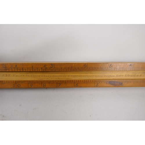 8 - An C18th Excise Officer's boxwood slide rule with four slides inscribed with weights and measures, a... 