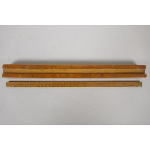 8 - An C18th Excise Officer's boxwood slide rule with four slides inscribed with weights and measures, a... 