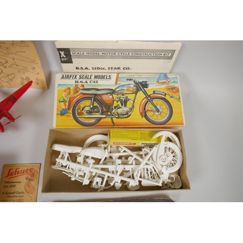 80 - A collection of vintage model kits and toys, to include a Schuco Telesteering Car 3000, an Airfix B.... 