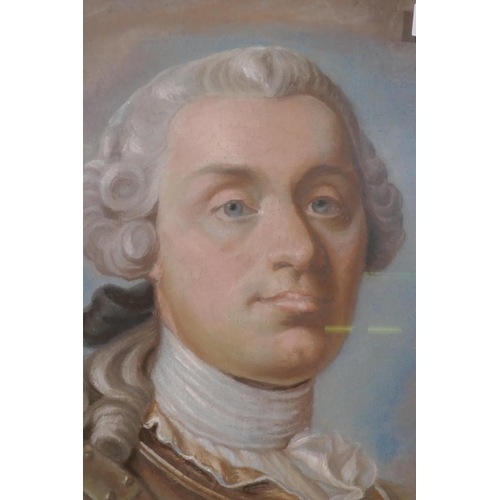 807 - Continental School, probably Swedish, portrait of a gentleman wearing a breastplate, pastel on paper... 