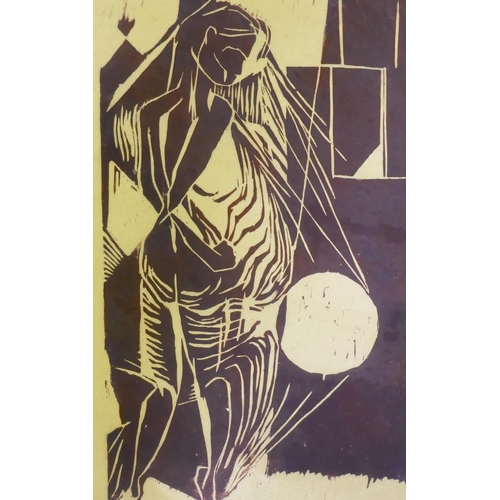 818 - Woodcut print, Version 7, 4/7, signed Rolf, and dated '71, 20 x 32cm