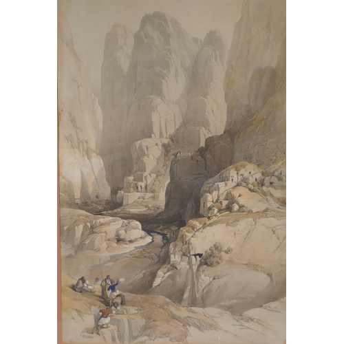 834 - David Roberts, RA, RBA, (Scottish, 1796-1864), Entrance to Petra, colour lithograph by Louis Haghe, ... 