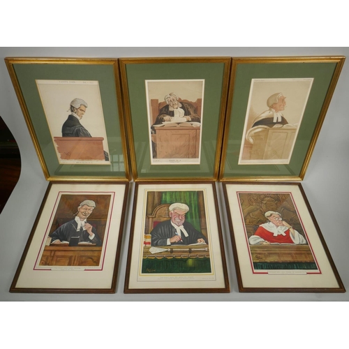 835 - Three vintage Vanity Fair prints of judges, and three Sallon caricature prints of judges, largest 24... 