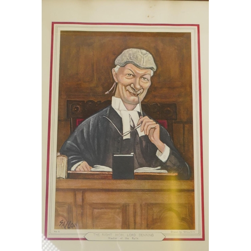 835 - Three vintage Vanity Fair prints of judges, and three Sallon caricature prints of judges, largest 24... 