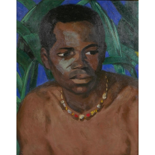 853 - A colourist portrait of an African Man, oil on board, 39 x 49cm