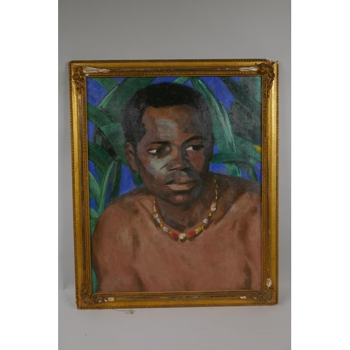 853 - A colourist portrait of an African Man, oil on board, 39 x 49cm