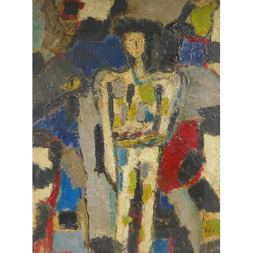 855 - Abstract figure study, impasto oil on board, 49 x 65cm