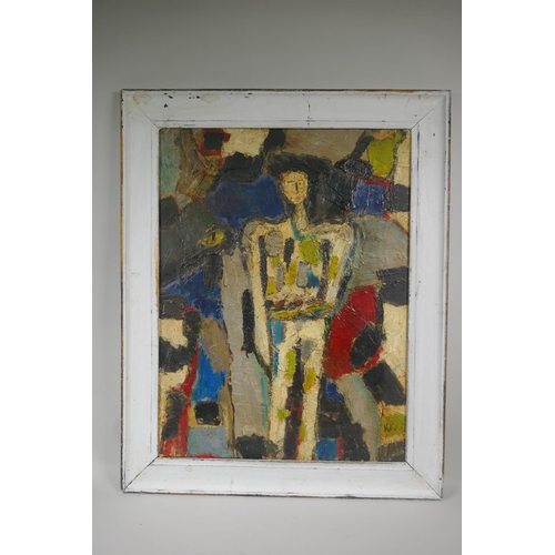 855 - Abstract figure study, impasto oil on board, 49 x 65cm