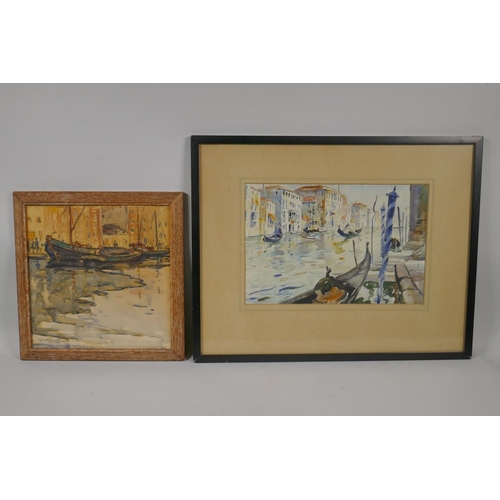 881 - John Ranking Barclay, port scene, signed, , and a Venetian scene after Vernon Ward, both watercolour... 