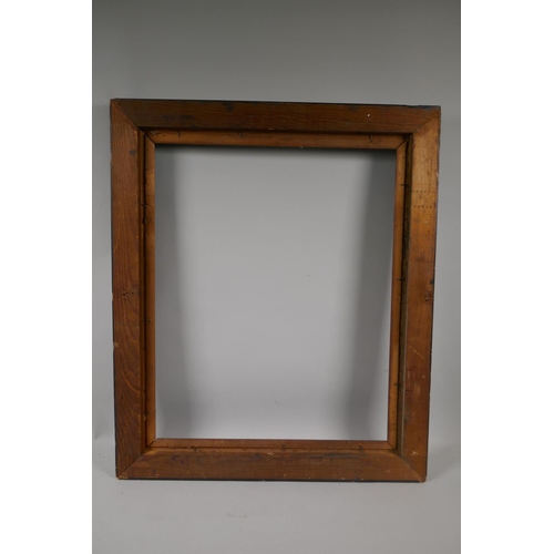 887 - An early C20th Dutch style ebonised and burnished picture frame with reeded decoration, 58 x 47cm