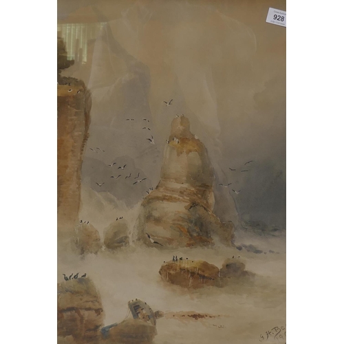 891 - G.H. Beck, sea scape with stacks and sea birds, signed and dated 1903, watercolour, 45 x 58cm