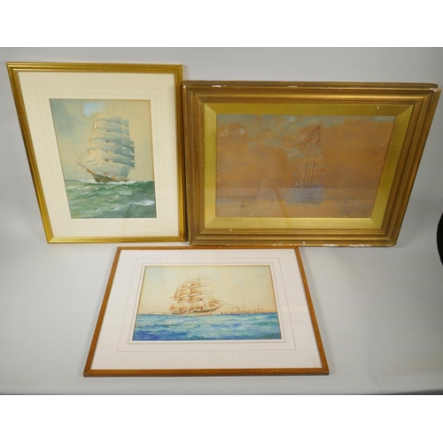 892 - William Minshall Birchall, Under the Spanish Ensign and A Freshening wind, both signed, titled and d... 