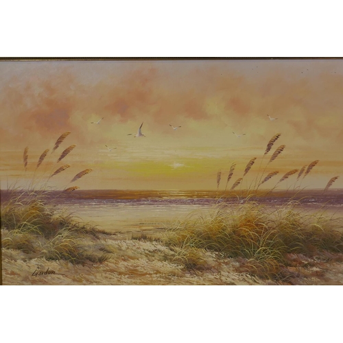 904 - Gordon, sand dunes by the sea, oil on board, 91 x 60cm