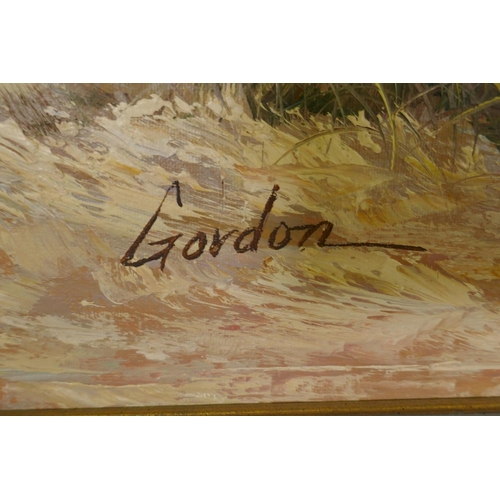 904 - Gordon, sand dunes by the sea, oil on board, 91 x 60cm