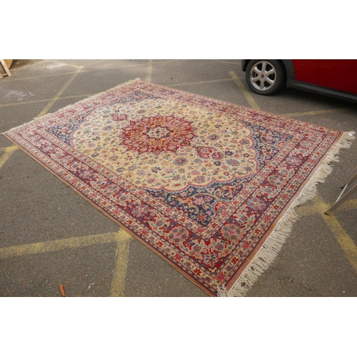 1025 - An English yellow ground hand knotted pile, country house carpet, probably Axminster, first half C20... 