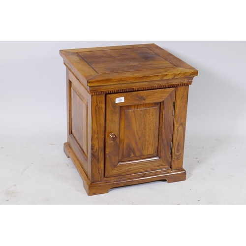 1042 - A hardwood single door cabinet, 50 x 50 x 55cm