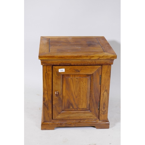 1042 - A hardwood single door cabinet, 50 x 50 x 55cm