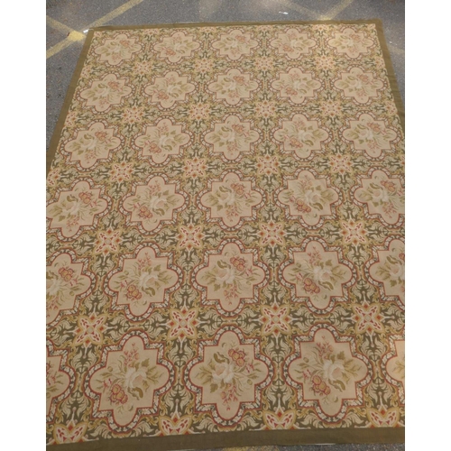 1046 - A Victorian beige and olive ground English needlepoint tapestry with floral design, 330 x 275cm