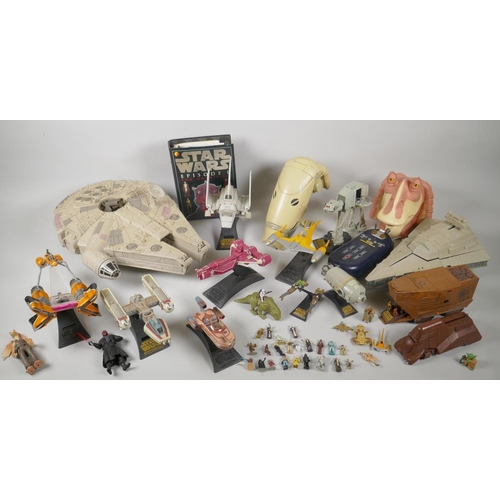 109 - A quantity of 90s Star Wars Micro Machines play sets and vehicles, to include the Millenium Falcon, ... 