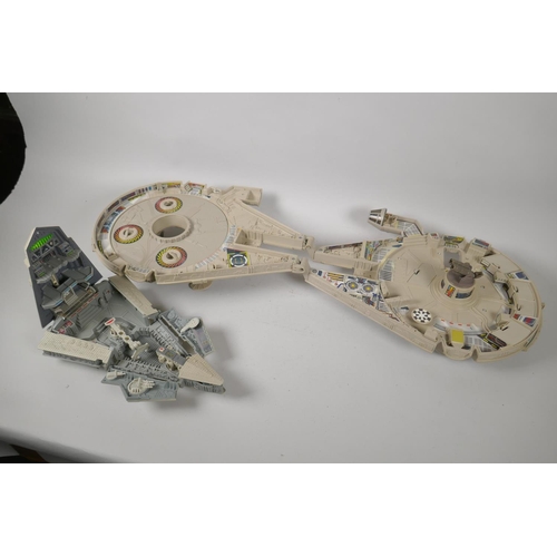 109 - A quantity of 90s Star Wars Micro Machines play sets and vehicles, to include the Millenium Falcon, ... 