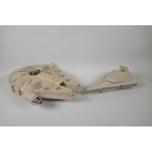 109 - A quantity of 90s Star Wars Micro Machines play sets and vehicles, to include the Millenium Falcon, ... 