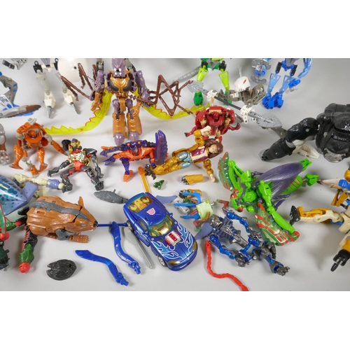 110 - A collection of Hasbro Transformers Beast Wars Biocombat action figures, with instructions, and a co... 