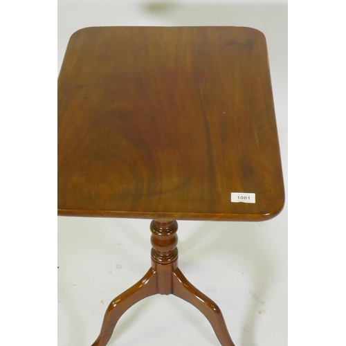 1195 - A Victorian mahogany tilt top occasional table, raised on a turned column and tripod supports, 54 x ... 