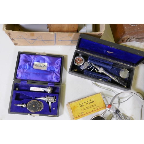 182 - Quantity of vintage doctors'/surgical equipment, bottles, test tubes, medical instruments etc